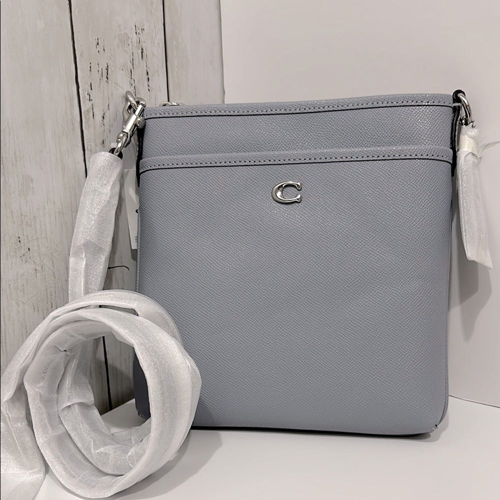 NWT! COACH Kitt Messenger Crossbody/Grey Blue